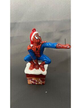 Spider-Man Christmas Ornament 2002 Marvel Collectible Santa Hat On Chimney Holid